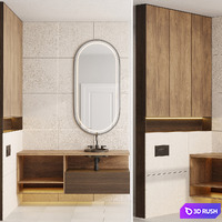 Wood Bathroom furniture by Fauset Omnires Y set 18 3D Model Vray, Corona