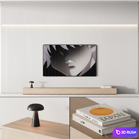 151 TV wall kit 03 super minimal warm gray and wood 01 3D Model Vray, Corona