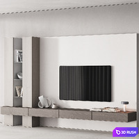157 TV wall kit 06 neutral japandi wood 00 3D Model Vray, Corona