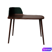Ash Wood and Green Velvet Curved Writing Desk 3D Model Corona