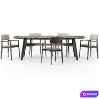 Poliform Curve dining table armchair set 3D Model Vray