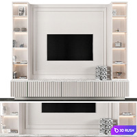 TV WALL NO7 3D Model Vray, Corona