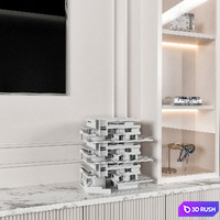 TV WALL NO7 3D Model Vray, Corona
