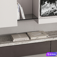 193 TV wall kit 07 minimal white and travertine 00 3D Model Vray, Corona