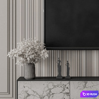 TV Wall Wood and Plaster - Set 59 3D Model Vray, Corona