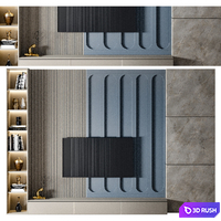Modern TV Wall 30 3D Model Vray, Corona