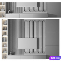 Modern TV Wall 30 3D Model Vray, Corona