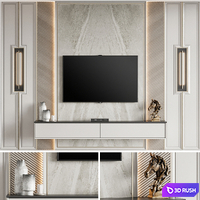 TV Wall 21 3D Model Vray, Corona