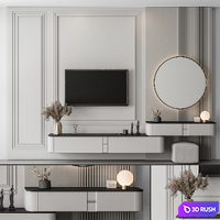 TV Wall Black and White - Set 71 3D Model Vray, Corona