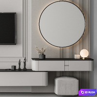 TV Wall Black and White - Set 71 3D Model Vray, Corona