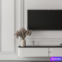 TV Wall Black and White - Set 71 3D Model Vray, Corona