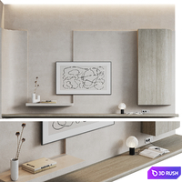 Wave TV wall 3D Model Vray, Corona