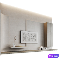 Wave TV wall 3D Model Vray, Corona