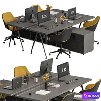 Employee Set - Office Furniture 380 3D Model Vray, Corona