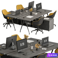 Employee Set - Office Furniture 380 3D Model Vray, Corona