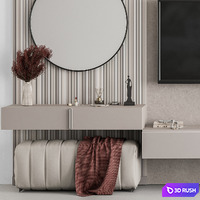 TV Wall Beige and Red - Set 70 3D Model Vray, Corona