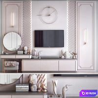TV wall 10 3D Model Vray, Corona