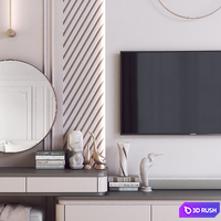 TV wall 10 3D Model Vray, Corona