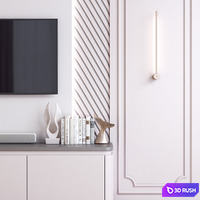 TV wall 10 3D Model Vray, Corona