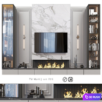 TV Wall | Set 725 3D Model Vray, Corona