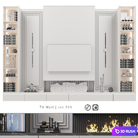 TV Wall | Set 725 3D Model Vray, Corona