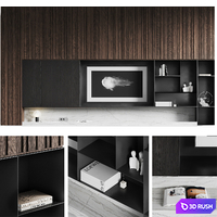 TV wall Modern 3D Model Vray, Corona