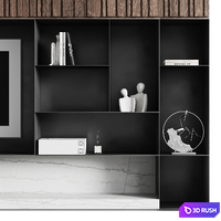 TV wall Modern 3D Model Vray, Corona