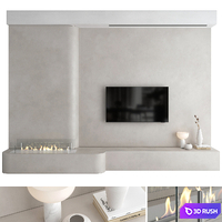 TV wall set 25 3D Model Vray, Corona