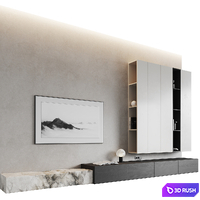 Monolithic TV wall 3D Model Vray, Corona