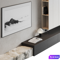Monolithic TV wall 3D Model Vray, Corona