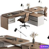Employee Set - Office Furniture 400 3D Model Vray, Corona
