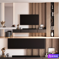 TV Wall 25 3D Model Vray, Corona