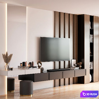 TV Wall 25 3D Model Vray, Corona