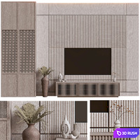 TV Wall03 3D Model Vray