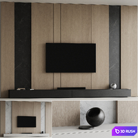 TV wall 12 3D Model Vray, Corona