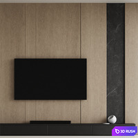TV wall 12 3D Model Vray, Corona