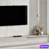 TV Wall 30 3D Model Vray, Corona