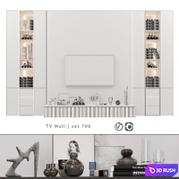 TV Wall | set 790 3D Model Vray, Corona