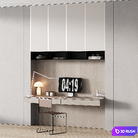 244 office furniture 09 workplace 05 minimal warm vintage 01 3D Model Vray, Corona