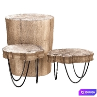 Tables made of elm slab 3D Model Vray, Corona