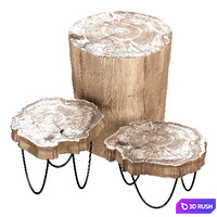 Tables made of elm slab 3D Model Vray, Corona