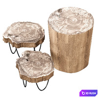 Tables made of elm slab 3D Model Vray, Corona
