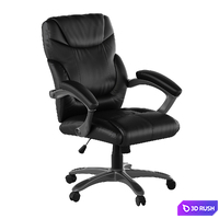 Mid-Back Black LeatherSoft Overstuffed Swivel Task Ergonomic Office Chair with Arms 3D Model Vray, Corona