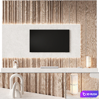 TV Wall set 02 3D Model Vray, Corona