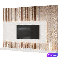TV Wall set 02 3D Model Vray, Corona
