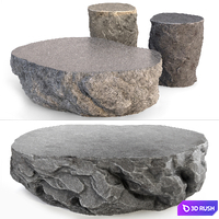 Rock Coffee Tables 3D Model Vray, Corona