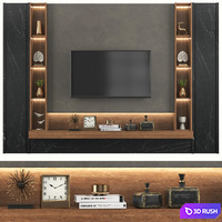 Modern TV Wall set152 3D Model Vray