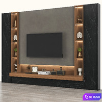 Modern TV Wall set152 3D Model Vray