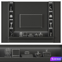 Modern TV Wall set152 3D Model Vray