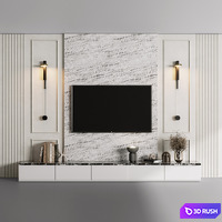 TV Wall Set 04 3D Model Vray, Corona